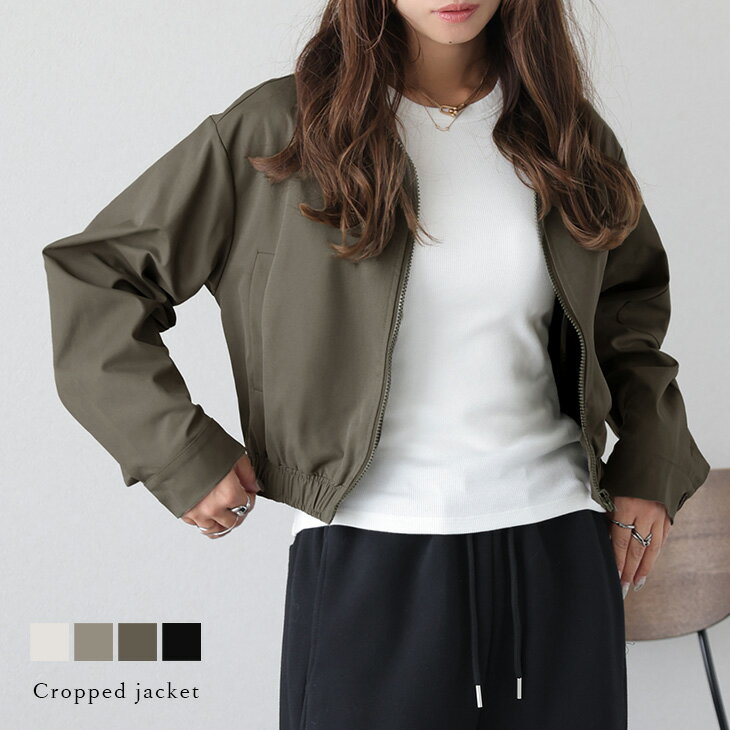 【60％OFFクーポン対象】ジャケット クロップド丈 無地 スタンドカラー ショート丈 ライトアウター 大人カジュアル レディース フリーサイズ メール便 2025秋冬新作【aotaw25-1506】【即納&予約：11月6日入荷予定順次発送】【送料無料】メ込2のサムネイル