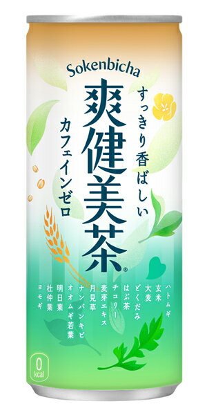 ※この商品はメーカー直送ですので、お支払方法に代金引換はご利用いただけません。 ※ゆうパック、または、佐川急便でのお届けになります。 ※他の送料無料商品と一緒にご注文いただいた場合でも送料加算されますので、ご了承ください。 ※予告なくデザイン等が変更になる場合がありますので、ご了承ください。 製品仕様 商品名 爽健美茶 245g缶×30本 品名 爽健美茶（清涼飲料水） カロリー 0kcal/100g 原材料名 ハトムギ（ラオス、国産）、玄米（発芽玄米2%）、大麦、どくだみ、はぶ茶、チコリー、麦芽エキスパウダー、月見草、ナンバンキビ、オオムギ若葉、明日葉、杜仲葉、ヨモギ/ ビタミンC 栄養成分(100ml・100gあたり) エネルギー 0kcal たんぱく質 0g 脂質 0g 炭水化物 0g 食塩相当量 0.02g カフェイン 0mg 容量 245g 入数 30本 賞味期限 製造から12ヶ月 保存方法 高温・直射日光をさけてください 販売者 コカ・コーラ カスタマーマーケティング(株) 東京都港区六本木6-2-31 そうけんびちゃ sokenbicha 缶 can 30 お茶 カフェインゼロ全国発売から30年目を迎える2023年、『爽健美茶』は、今だからこその「爽・健・美」を新たに見据え、現代を生きる人の日常にもっと寄り添うお茶へと進化。 13種類の植物素材をブレンドしたすっきり香ばしいおいしさと、カフェインゼロはそのままに、新たに“国産ハトムギ*”を使用して、さらに安心してごくごく飲めるようになりました。 日常の止渇、水分補給はもちろん、すっきりした気分で気持ちを前向きに切り替えたいときに、新しくなった『爽健美茶』のすっきり香ばしいおいしさをぜひお試しください。 *ハトムギ全体の5%