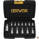 LEXIVON トルクレンチ、インパクトレンチ、ドリル用の六角ビットソケットセット プレミアムS2合金鋼|SAE 5/64インチ〜9/16インチ 13点セット|...