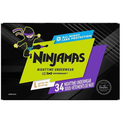 【全品1000円割引★オープン記念】Pampers Ninjamas パンパースニンジャマ おむつ 使い捨て下着 夜間トレーニングパンツ 男の子用 おねしょ対策 34個入 サイズL (29-43kg) 大きい 【全品1000円割引★オープン記念】Pampers Ninjamas パンパースニンジャマ おむつ 使い捨て下着 夜間トレーニングパンツ 男の子用 おねしょ対策 34個入 サイズL (29-43kg) 大きい