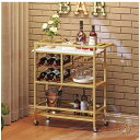 【25日1000円クーポン!25名様】キッチンカート 家庭用バーカート 3段サービングカート ホイールとハンドル付き 飲料カート ワインラックとグラスホルダー付...