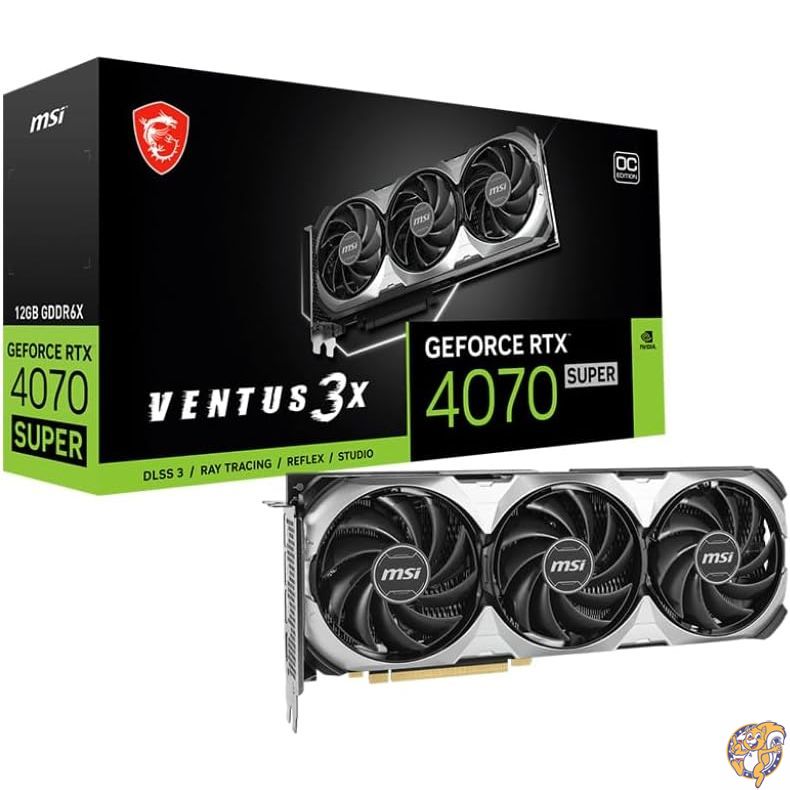 MSI GeForce RTX 4070 SUPER 12G VENTUS 3X OC ゲーミンググラフィックスカード - 12GB GDDR6X PCI Express Gen 4 192ビット 3x DP v1.4a, HDMI 2.1a (4K & 8K HDR対応) NVIDIA 高性能 GPU ビデオカード 高画質 日本直送