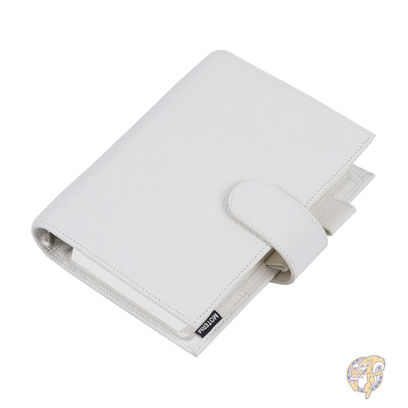 手帳 パーソナル リュクス リング プランナー 本革バインダー オーガナイザー 30mm リング ペブルド クリーム ルーズリーフ式手帳 Moterm モターム