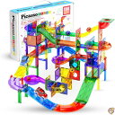 PicassoTiles 108pc 2-in-1 Marble Run Car Race Track Combo Magnetic Tiles PicassoToys Magnet Building Block Educational Construction Toy Playset STEM STEAM Learning Kit Child Brain Development PTG108