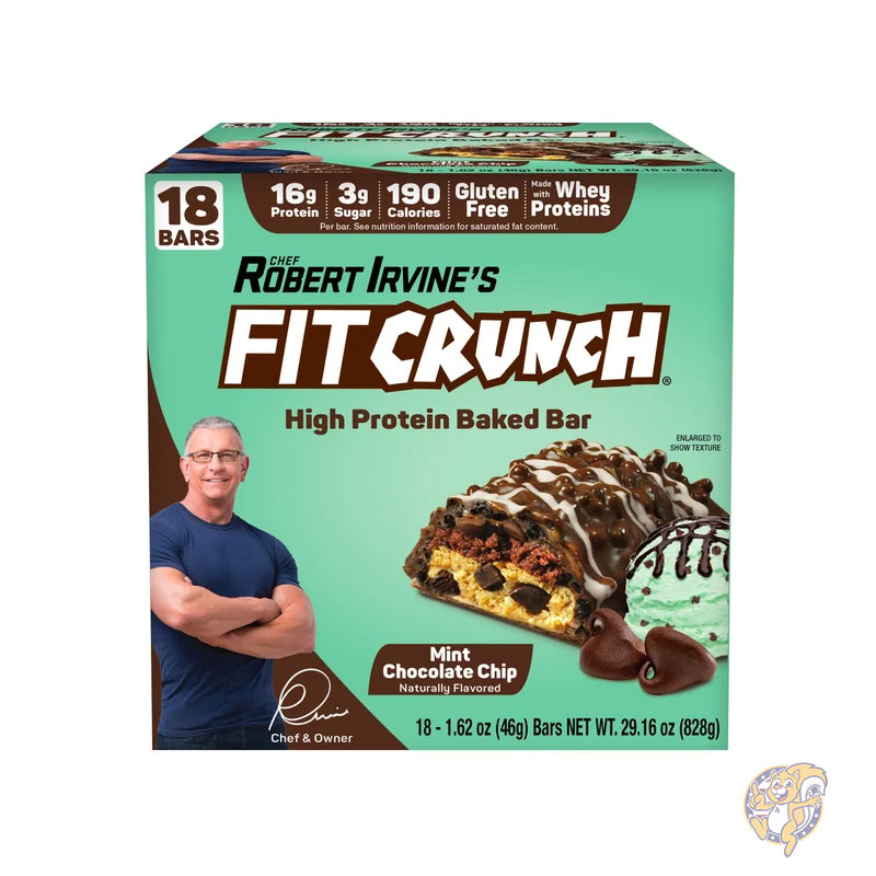 【ポイント3倍20時28時間】FITCRUNCH フィットクランチ プロテインバー 16g タンパク質 ミント チョコレート チップ 46g 18 本入り お..