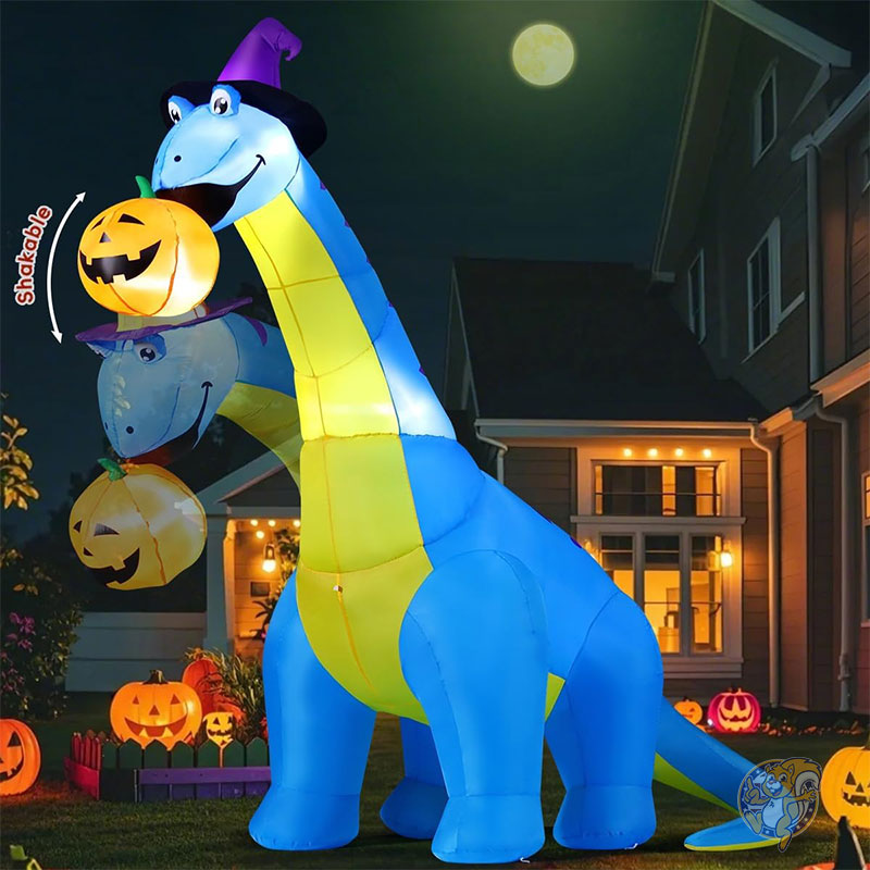 ハロウィンインフレータブル 恐竜 屋外装飾 高さ10フィート 304cm 恐竜 カボチャを食べる 頭を振る 膨らむ 庭飾り ハロウィン ハロウィーン デコレーション 飾り アメリカ COMIN カミン