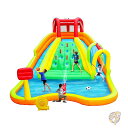 インフレータブル ウォーターダブルスライドパーク アーチ型ウォーターガンスプレー付きバウンスハウス エアブロワー付きジャンピングキャッスル 子供用 遊具 WELLFUNTIME ウェルファンタイム