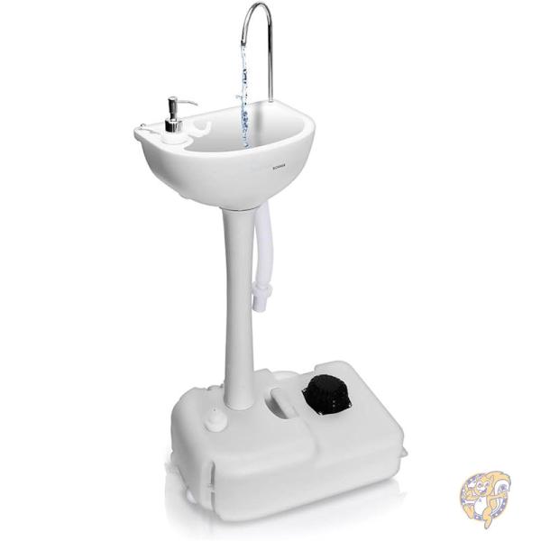 【クーポン配信中】ポータブル シンク タオルホルダー & ソープ置き付き 手洗いスタンド 簡易トイレ 災害 キャンプ 非常用 アウトドア SLCASN18