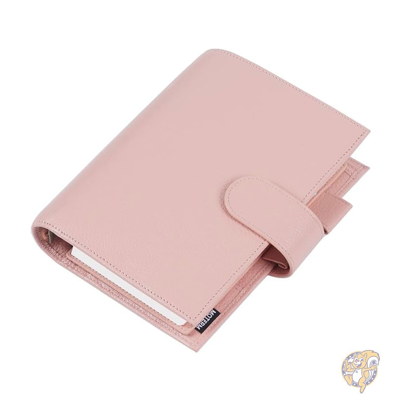 手帳 パーソナル リュクス リング プランナー 本革バインダー オーガナイザー (30mm リング ペブルド ダスティ ローズ ルーズリーフ式手帳 Moterm...