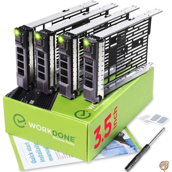 WorkDone 4パック - 3.5インチ HDDキャディ KG1CH 適合機種: Dell PowerEdge サーバー 送料無料
