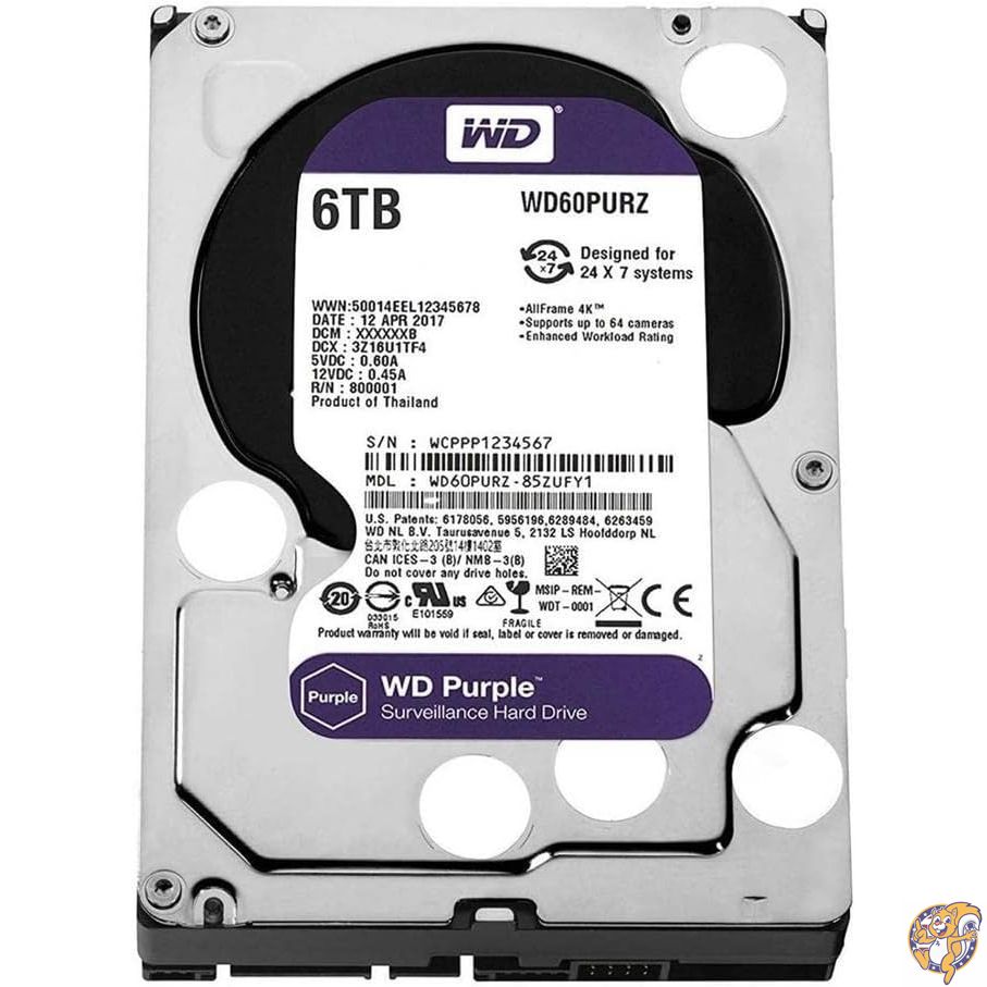 Western Digital HDD 6TB WD Purple 監視システム 3.5インチ 内蔵HDD WD60PURZ