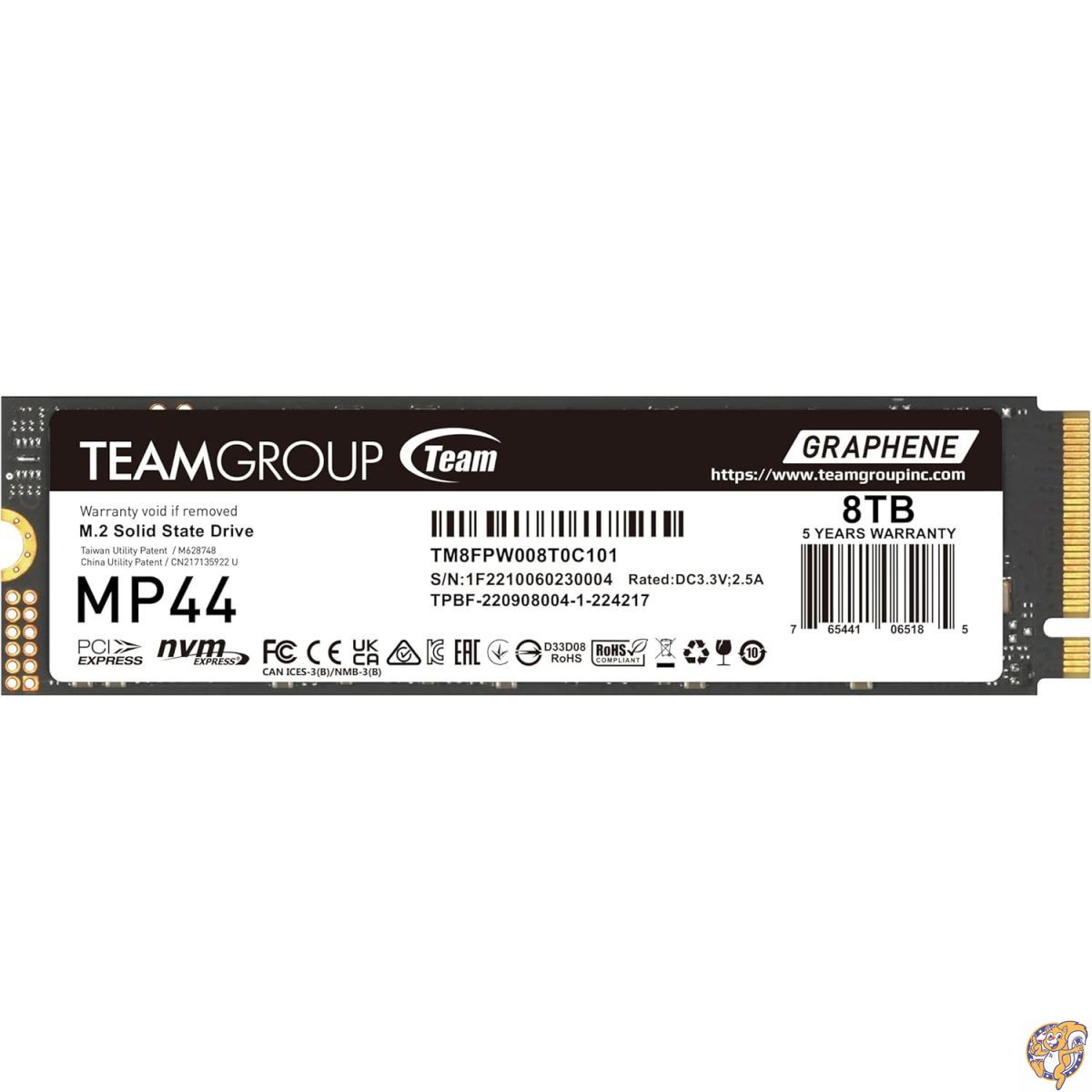 TEAMGROUP MP44 8TB SLC キャッシュ Gen 4x4 M.2 2280 PCIe 4.0 SSD W/NVMe ノートパソコン & デスクトップ NUC NAS 読み取り/書き込み速度 最大7000 / 6000MB/秒 TM8FPW008T0C101。