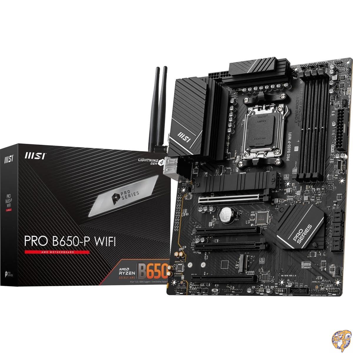 MSI PRO B650-P WiFi ProSeries マザーボード (AMD AM5、ATX、DDR5、PCIe 4.0、M.2、SATA 6Gb/s、USB 3.2 Gen 2、HDMI/DP、Wi-Fi 6E、AMD Ryzen 7000シリーズデスクトッププロセッサー)
