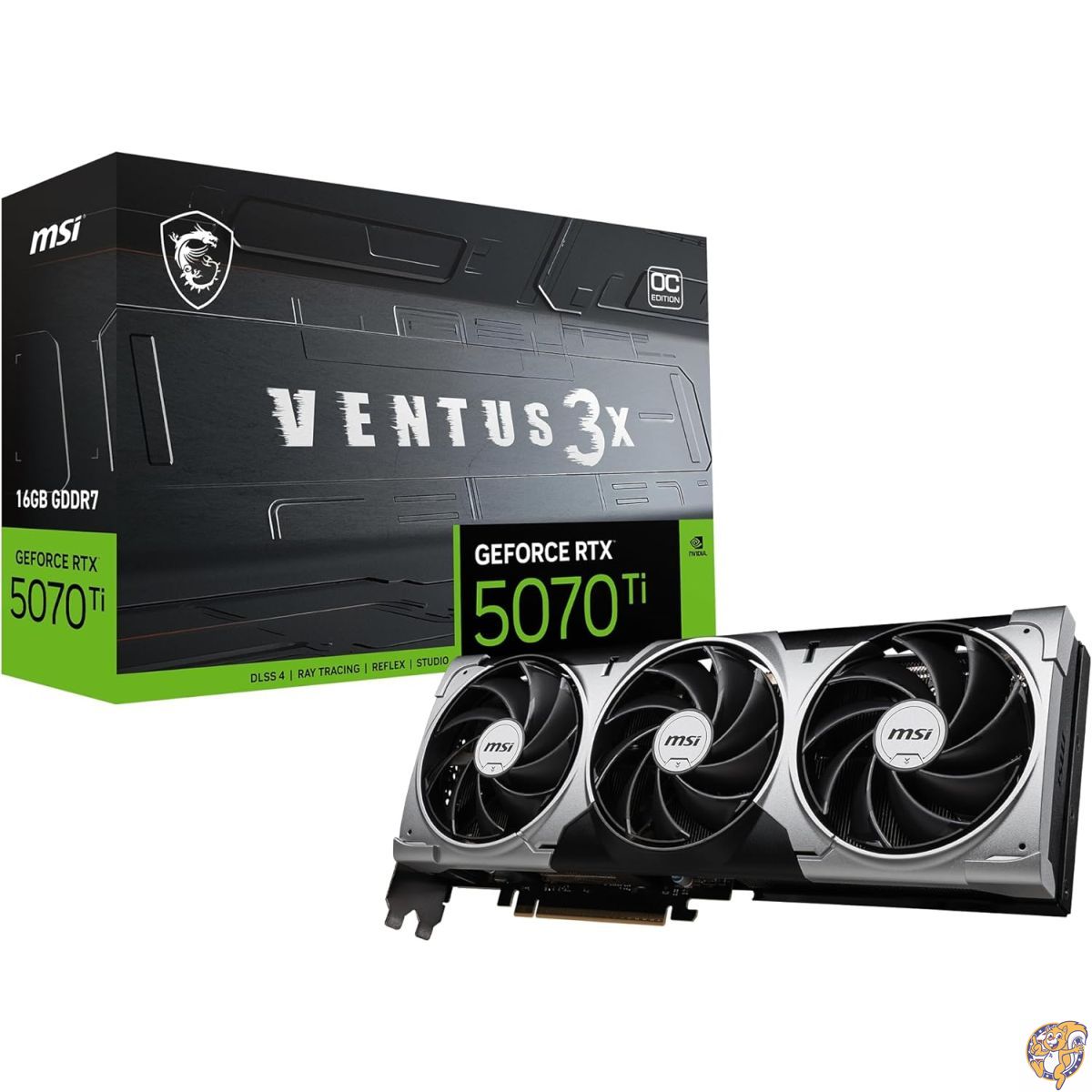 MSI Gaming RTX 5070 Ti 16G Ventus 3X OCグラフィックスカード (16GB GDDR7、256ビット、究極のパフォーマンス:2497MHz、DisplayPort x 3 2.1a、HDMI 2.1b、NVIDIA Blackwell Architecture)