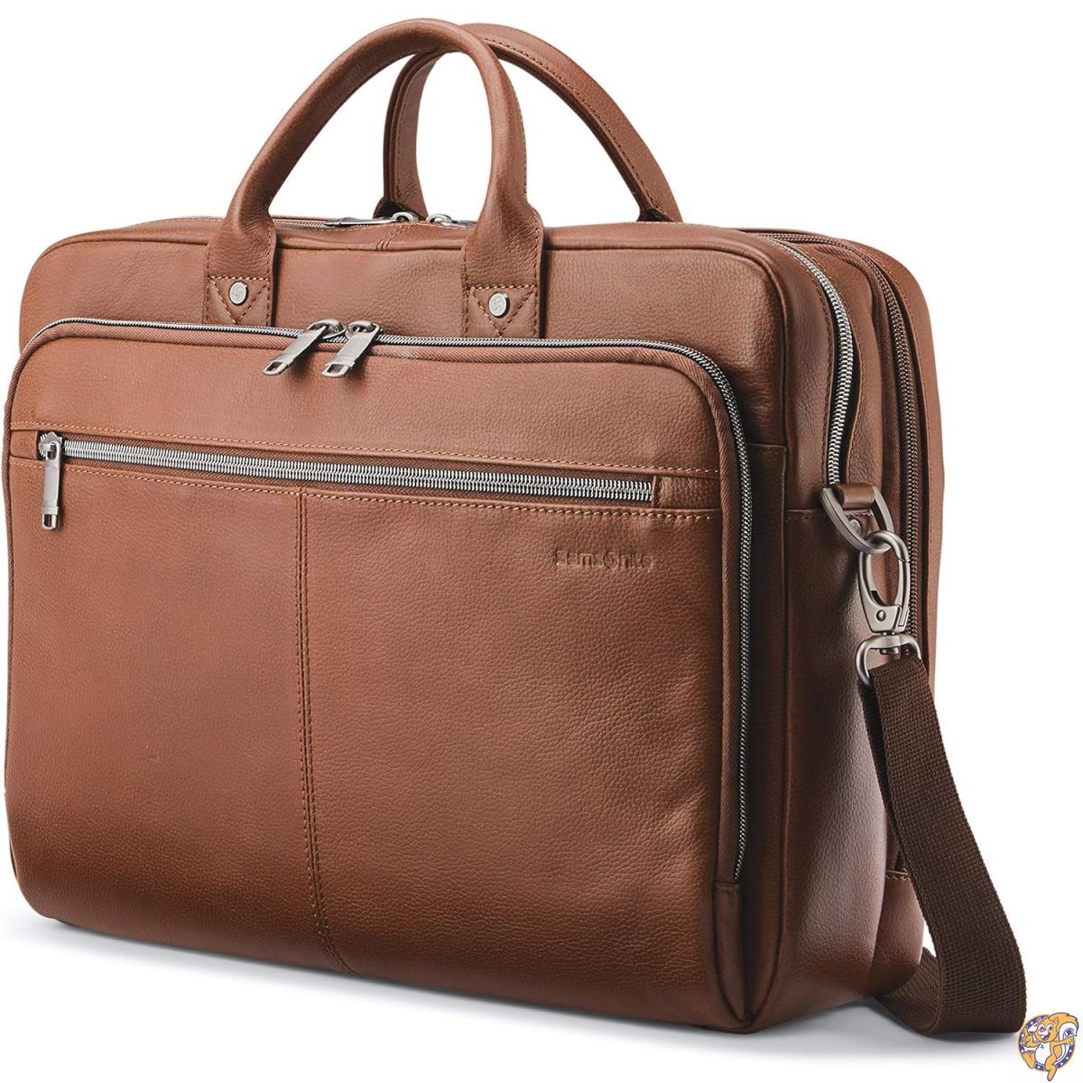 サムソニー クラシック レザー トップローダー ブリーフケース, ブラウン, One Size
