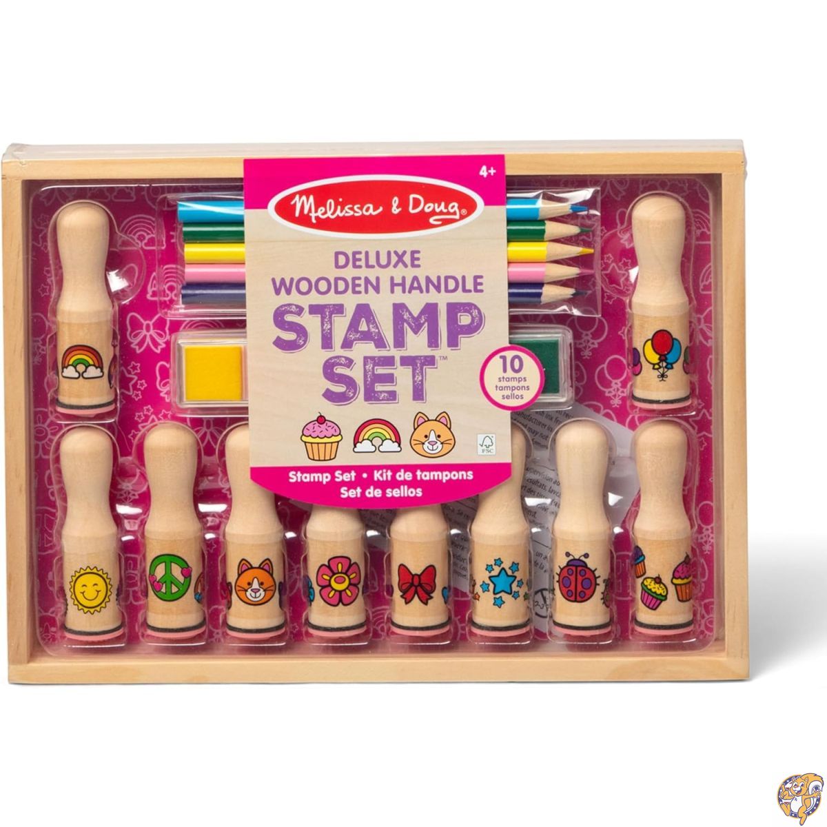 【ポイント3倍20時28時間】メリッサ＆ダグ(Melissa&Doug)Melissa & Doug メリッサ&ダグ ハッピーハンドルスタンプセット 【MD2306】おもちゃ 文房具 スタンプ 色鉛筆 インク 木製 こども 男の子 女の子 3歳以上 プレゼント おうち時間 クリスマス