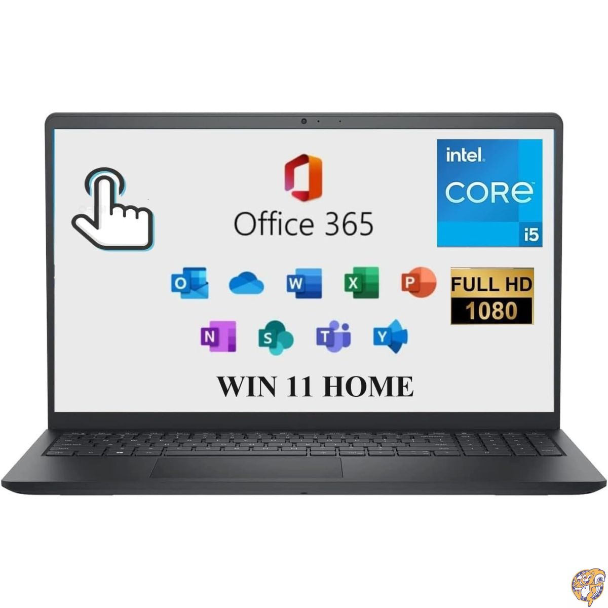 DELL Inspiron 15 3000 3520 ビジネスノートパソコン15.6インチ FHD タッチスクリーン、第11世代 Intel 4 Cores i5-1155G7、Microsoft Office 365、32G、1TB、テンキーパッド、Wi-Fi、ウェブカメラ、HDMI、ブラック。