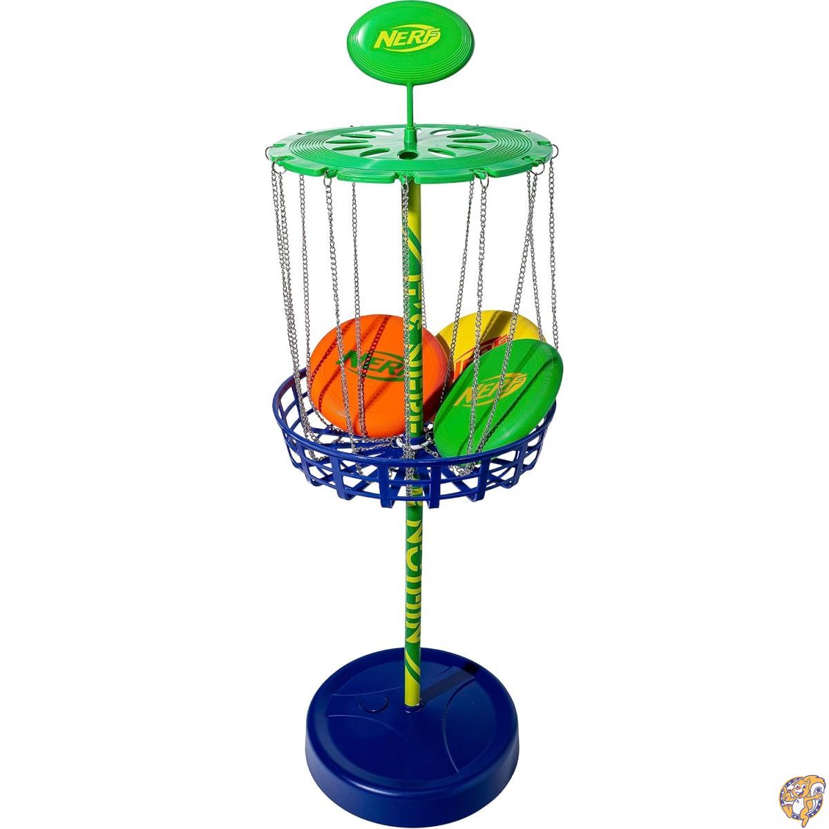 Franklin(フランクリン)NERF ディスクゴルフスターターセット - ミニディスクゴルフディスク+ディスクゴルフバスケットセット 完全なポータブルディスクゴルフセット 裏庭+ビーチ用ディスク付き ディスク3枚+バスケットターゲット付属