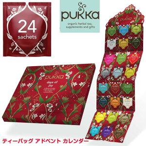 Pukka ティーバッグ クリスマス アドベント カレンダー オーガニック ハーブティ 24袋 パッカ 紅茶 お茶 クリスマスギフト 送料無料 アメリカ輸入品 赤 RED