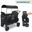 WONDERFOLD ワンダーフォールド ワゴンベビーカー W4 Luxe クワッドストローラーワゴン (4人乗り) 折りたたみ式 (シート付き) BLACK 黒 大型ベビーカー