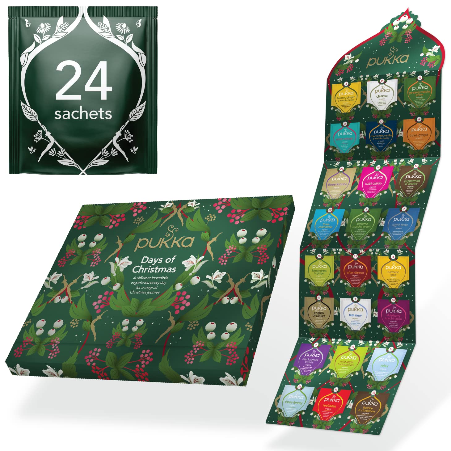 Pukka ティーバッグ クリスマス アドベント カレンダー オーガニック ハーブティ 24袋 パッカ 紅茶 お茶 ギフト