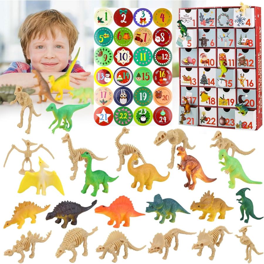 恐竜 アドベントカレンダー クリスマスカウントダウン 恐竜フィギュア おもちゃ ミニチュア 可愛い ギフト