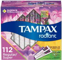 Tampax タンポン Radiant プラスチック 超吸収性 レギュラー 無香料 28本 4箱　生理用品　アメリカ　生活雑貨 送料無料