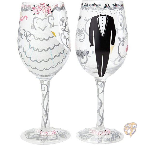 エネスコ 新婦＆新郎 ワイングラス 2つセット 443mL Enesco 結婚式 お祝いグラス 送料無料