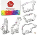 Ann Clark Cookie Cutters 動物園 クッキー型5個セット(ゾウ(XL)、キリン、カバ、シロクマ、サル)、レシピ小冊子付き 送料無料