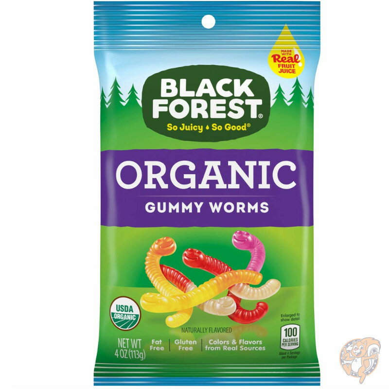 グミ オーガニック グミ アメリカお菓子 ブラックフォレスト Black Forest Organic Gummy Worms 113g×12袋　Organicミミズグミ　オーガニックお菓子　アメリカ輸入お菓子 送料無料