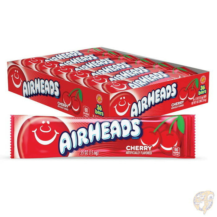 Airheads キャンディ 個別包装 チェリー味 フルサイズ ノンメルティング パーティ用 0.55oz(15.6g) 送料無料