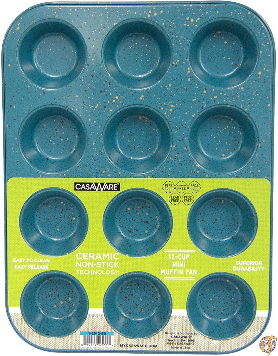 (Blue Granite) - CasaWare Mini Muffin Pan 12 Cup Ceramic Coated Non-Stick 送料無料