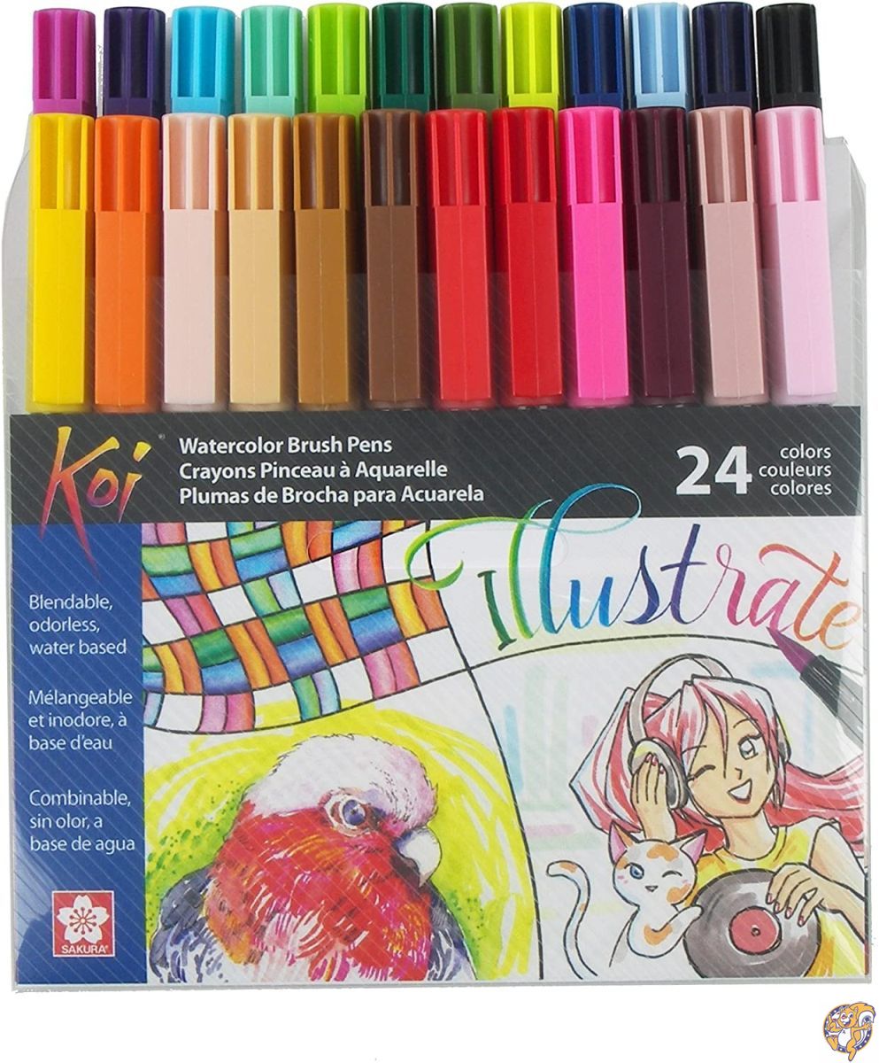Sakura XBR-24SA 24-Piece Koi Assorted Coloring Brush Pen Set [¹͢] ...