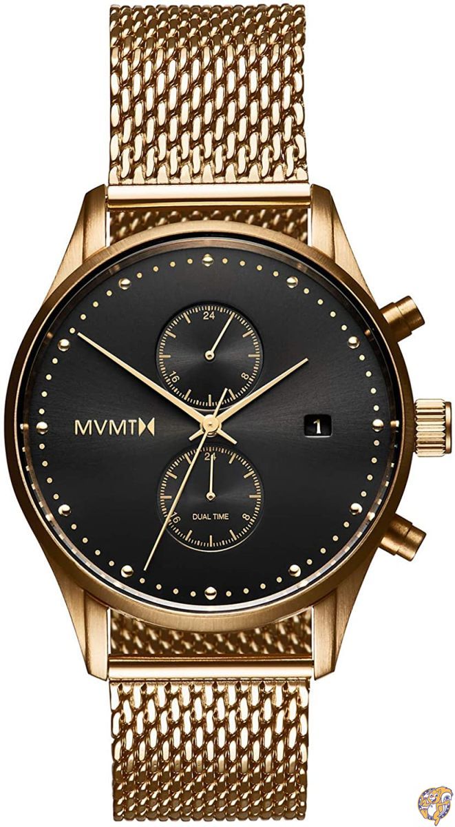 MVMT 腕時計 メンズ MVMT メンズ アナログミニマリスト 腕時計 デュアルタイムゾーン, ゴールドメッシュ。 送料無料