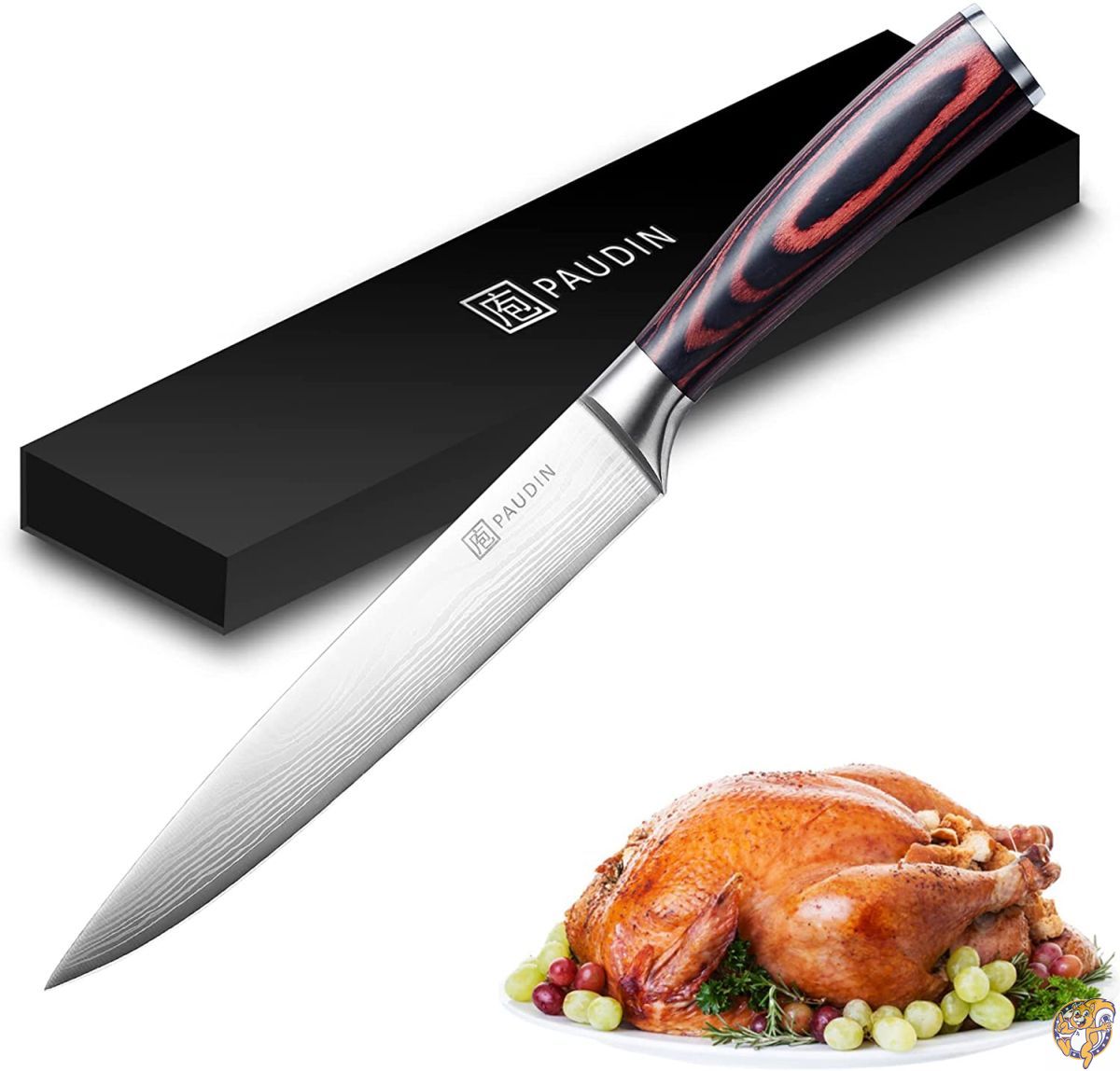 ハロウィン カービングナイフ - PAUDIN カミソリシャープスライスナイフ 8インチ 寿司ナイフ 高炭素ステンレススチール 刺身ナイフ 送料無料