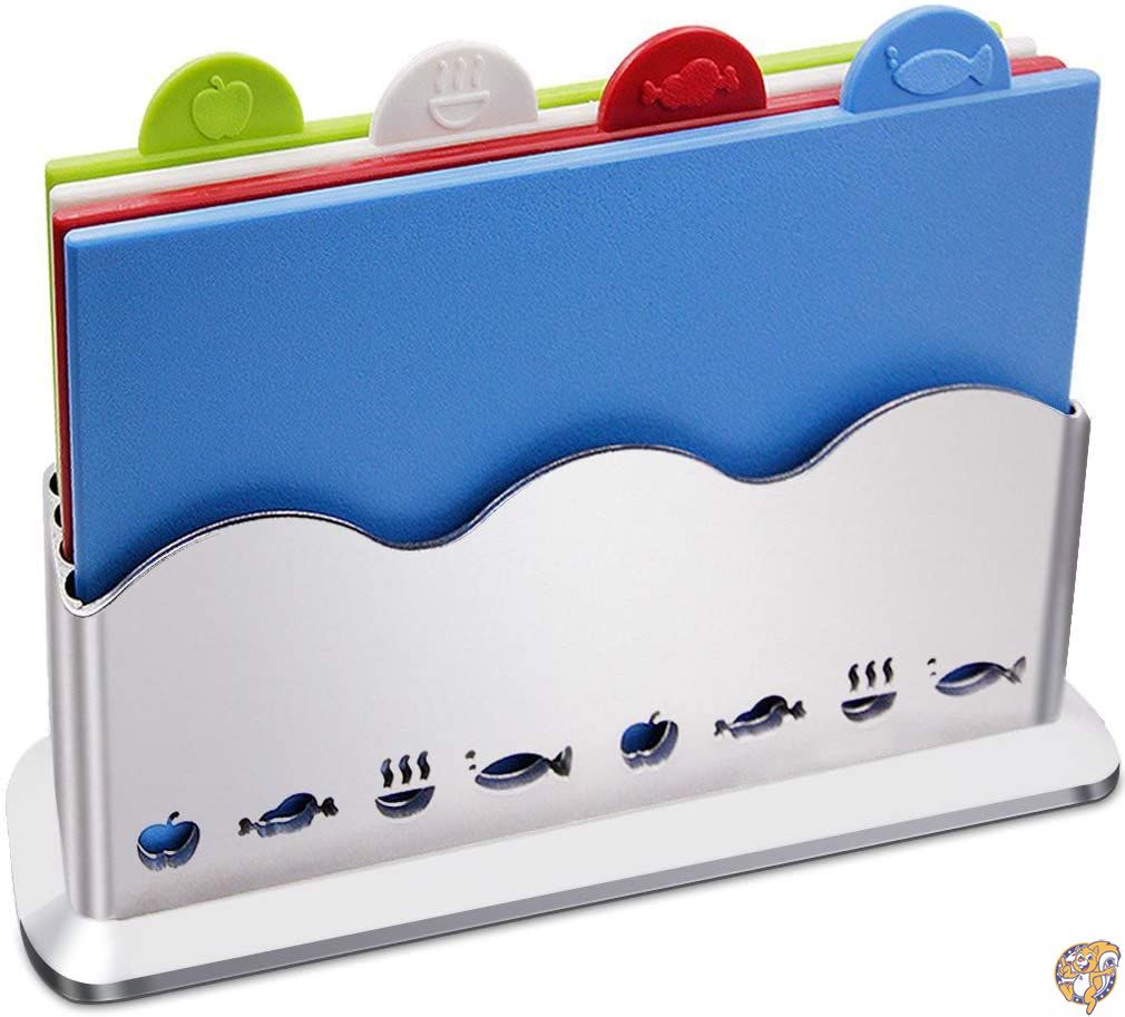 Index カラーコード カッティングボードセット ホルダー付き キッチン用 プラスチック 食洗機対応 クリスマスギフト 送料無料