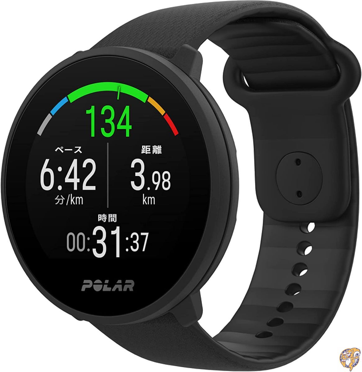 POLAR UNITE Polar Uniteは、フィットネスや健康的でバランスの良いライフスタイルをサポートする機能を搭載した軽量フィットネスウォッチです。日々の活動量記録、睡眠習慣の改善、トレーニングの効率化などに役立ちます。また、スマホと連携することでGPSが利用できます。 高精度な心拍計測 Polar Precision Primeセンサーを搭載。加速度センサー、10個3色のLED光(グリーン、レッド、オレンジ)※の組み合わせにより精度の高い心拍計測が可能です。※異なる色のLED光を用いることで、手首の異なる層の血流の状態を検知します。 スマホ連携GPS スマートフォンの位置情報機能を利用することでジョギングやウォーキングなどの屋外アクティビティを記録できます。 活動量計測 時計を着けるだけで、歩数とカロリーを自動で計測します。カロリーは「身長・体重・年齢・性別・最大心拍数・トレーニング強度」など個人の設定値に基づいて算出されています。 睡眠分析 就寝時に時計を着けるだけで、睡眠量、睡眠サイクル(REM、眠りの深さ等)を自動で計測します。また睡眠中の心拍数や呼吸数から自律神経の状況も分析でき、フィジカル面だけでなく、メンタル面の回復状況も把握することができます。 使用エネルギーの分析 トレーニング後に消費したエネルギーのうち炭水化物、 たんぱく質、 脂肪の消費割合を表示。この内訳は、トレーニング中の心拍数やユーザの身体情報(身長・体重・性別・最大酸素摂取量など) を基に算出されます。 毎日のトレーニングガイド FitSparkデイリートレーニングガイドは、トレーニング履歴や身体の回復状況から、その日行うのに最適なワークアウトを提案します。毎日2-4種類から選べるトレーニングをご用意しています。 スマートウォッチ機能 時計をスマホにつなげてスマート機能を活用しましょう。電話の着信、ラインメッセージ、カレンダーなどの通知を時計画面で確認できます。 簡単カスタマイズ 20mmクイックリリース式交換リストバンドに対応。シーンに合わせて手軽に時計をカスタマイズできます。ベルトの取り付けも工具いらずで簡単に行えます。12種類の別売りのリストバンドからお選び頂けます。(2021年2月現在) ポラール製品はフィンランド、ケンぺレの本社で製品開発を行っています。ライフスタイルにも合わせやすいシンプルで洗練された北欧デザインが特徴です。 ポラールとは？ 心拍計測のパイオニア フィンランドで設立されたPOLARは1977年から心拍計の開発に取り組み、以来約40年間業界をリードしてきました。 POLARの製品は単に数値を測定するだけでなく、トレーニングをより深く理解でき、パフォーマンスの向上につなげられるように、わかりやすいガイダンスやフィードバックにも力を入れています。 トップアスリートから健康に気を使う人まで世界中の人に愛用され、現在80か国以上で販売されています。 POLARアンバサダーで元マラソン選手の高橋尚子さんも使用しています。 製品に関するお問合せはポラールサービスセンターまでお問合せください。 ※ブラウザ上と実際のカラーは異なる場合がございます。 予めご了承ください。関連商品SUUNTO(スント) コア(CORE)シリーズ各種 方位/高度/気圧...Marval.P Fitbit Charge 4 / Charge 3...[並行輸入品] Fitbit Flex Wireless Activi...44,484円7,848円33,583円GARMIN(ガーミン) Vivosmart 3 (ヴィヴォスマート)...ガーミン GARMIN Vivosmart 3 ヴィヴォスマート 活動...プロフェッショナルファイト＆ジムタイマー Title Boxing社【...21,247円23,304円66,752円スポーツカウント クロノカウント200 SPC90002 [並行輸入品...[レイザー] Razer Anzu Smart Glasses Rec...クラシックスタイルのバイク速度計 M MAKETHEONE スピードメ...13,453円13,941円6,921円POLAR(ポラール) Unite 超軽量 フィットネス ウォッチ 心拍 活動量計 睡眠 【日本正規品】 サイズ : S-L 色 : ブラック パターン : 単品 主な用途: 室内スポーツ、グループフィットネス、ヨガ、筋トレ、ウォーキングなど100種類以上のスポーツ計測に対応 主な機能: 手首型心拍計測、スマホ連携GPS、耐水WR30(プールでの使用可能)、睡眠計測、自律神経計測、呼吸ガイダンス、トレーニングプランの作成など 手首周りの長さ: 約130-210 mm (本製品は SサイズとM-Lサイズのストラップ2本同梱されています) 対応言語: 日本語、英語、中国語を含む18か国語 ディスプレイ:環境光センサー(ALS)搭載カラータッチディスプレイ、解像度240 x 204、防水30m 素材: グラスファイバー強化ポリマー製ケース、ステンレススチール製ボタン、シリコン製Snap&Slipバックル 部門名: ユニセックス大人 発売年・モデルイヤー: 2020 製品型番 90081801 色 ブラック サイズ S-L 素材 グラスファイバー強化ポリマー製ケース、ステンレススチール製ボタン、シリコン製Snap&Slipバックル 電池付属または内蔵 はい 性別対象 メンズ 製品サイズ 4.34 x 4.34 x 1.04 cm; 34.02 g