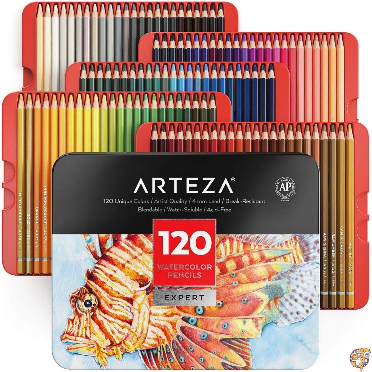 Arteza Professional Watercolor Pencils for Adults Kids, Set of 120, 送料無料