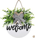 Welcome Sign Welcome Front Door ラウンドウッドサイン ハンギングウェルカムサイン ファームハウスポーチ用 送料無料