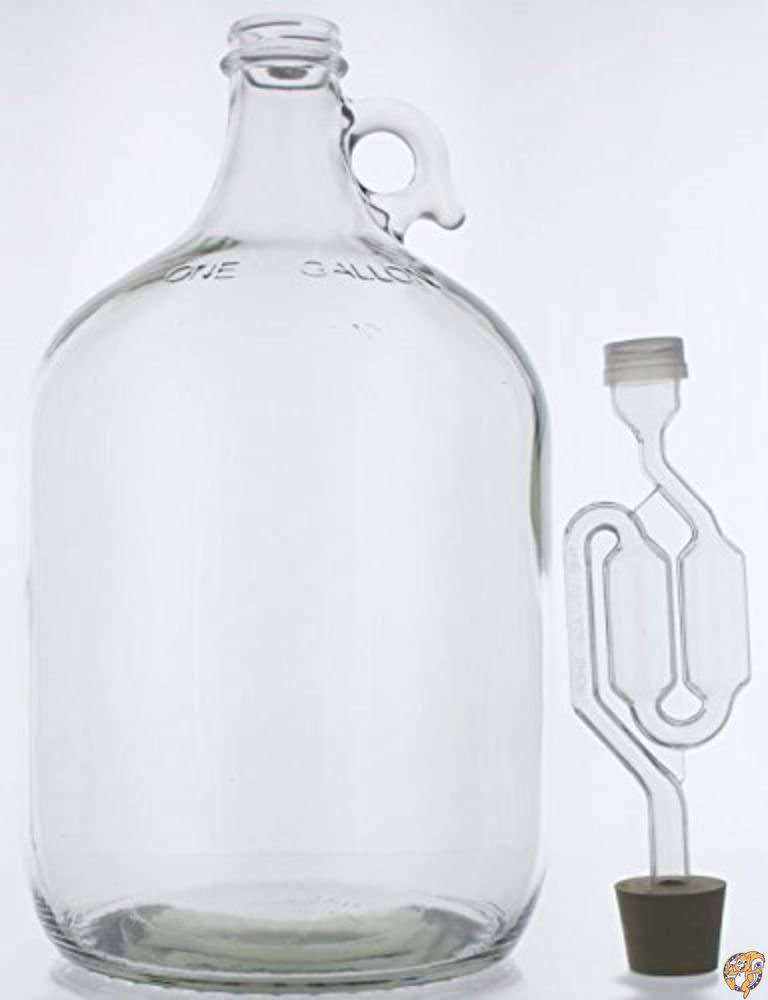 1 Gallon Glass Wine Fermenter-INCLUDES Rubber Stopper and Twin Bubble ̵