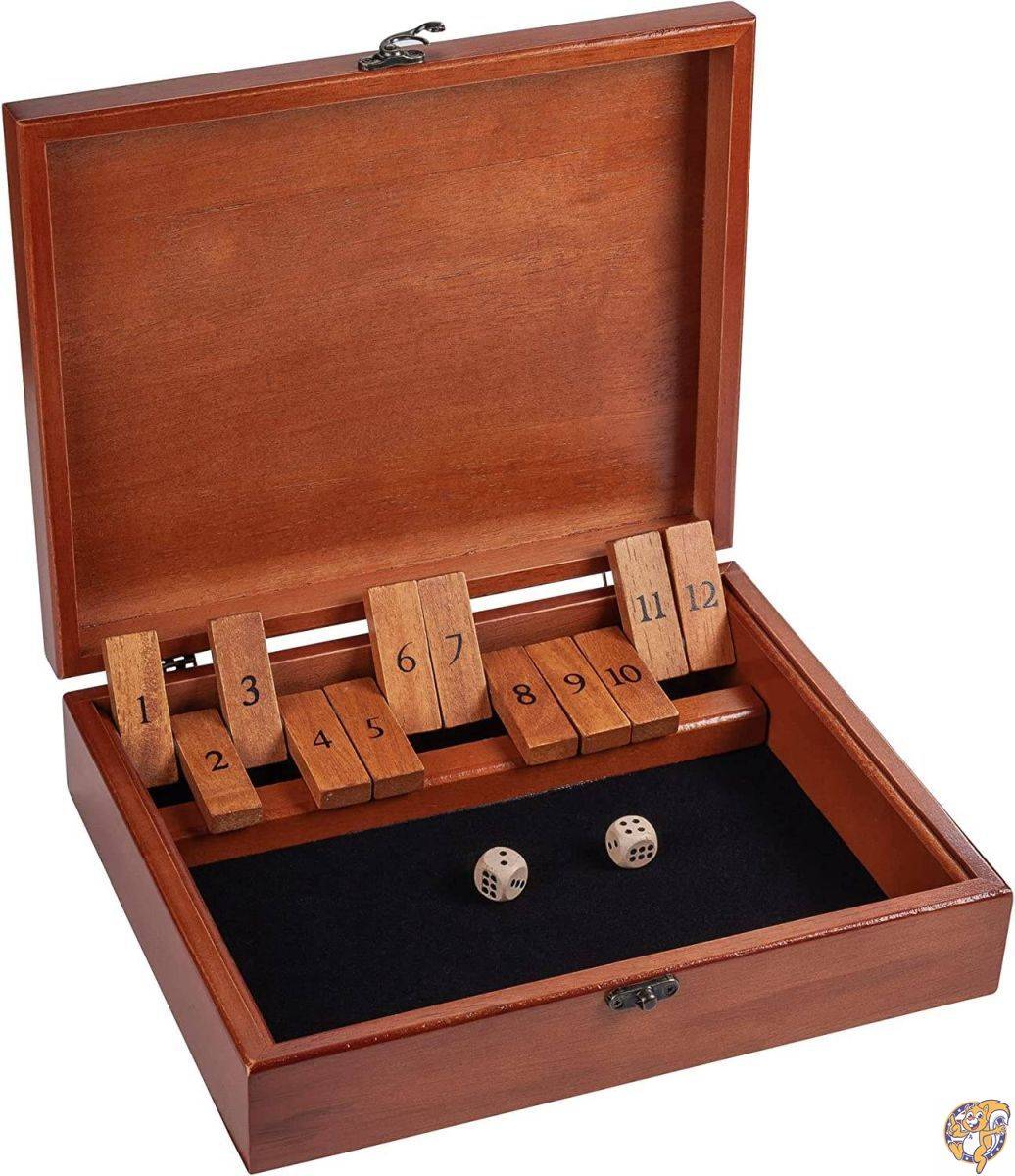 WE Games Shut the Box Game with 12 Numbers in an Old World Styled Wood