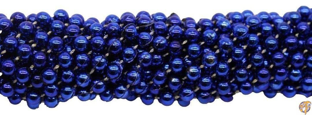 [ޥǥӡ]Mardi Gras beads 33 inch 07mm Round Metallic Royal Blue 6