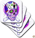 3dRose cst_193527_2 Diamond Sugar Skull. Purple. Soft Coasters, (Set of