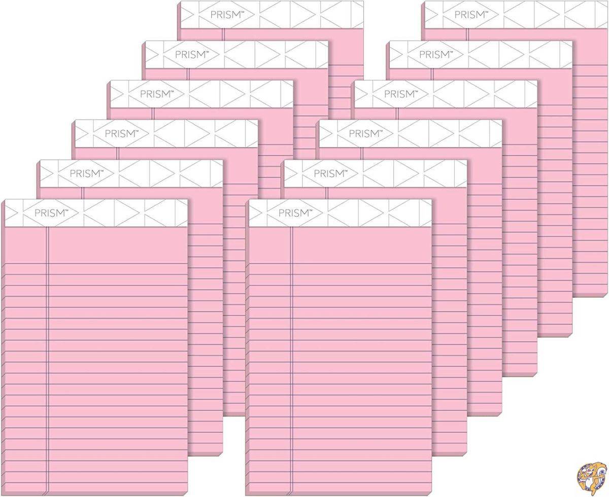 Prism Plus Colored Jr. Legal Writing Pads, 5 x 8, Pink, 50-Sheet Pads,