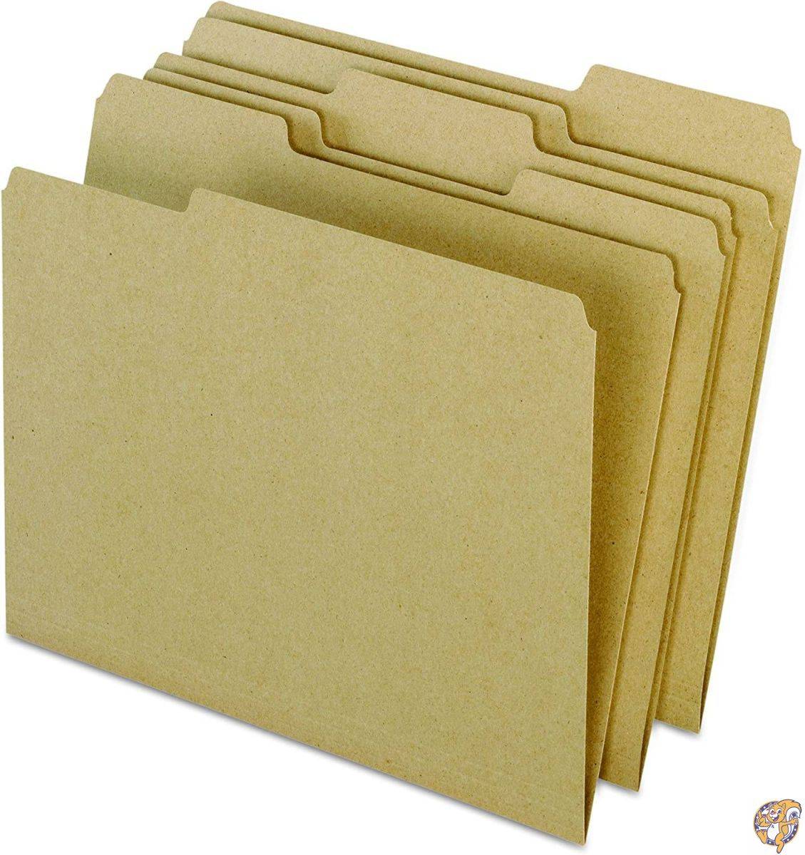 Recycled File Folders, 1/3 Cut Top Tab, Letter, Natural, 100/Box (並行輸入品)