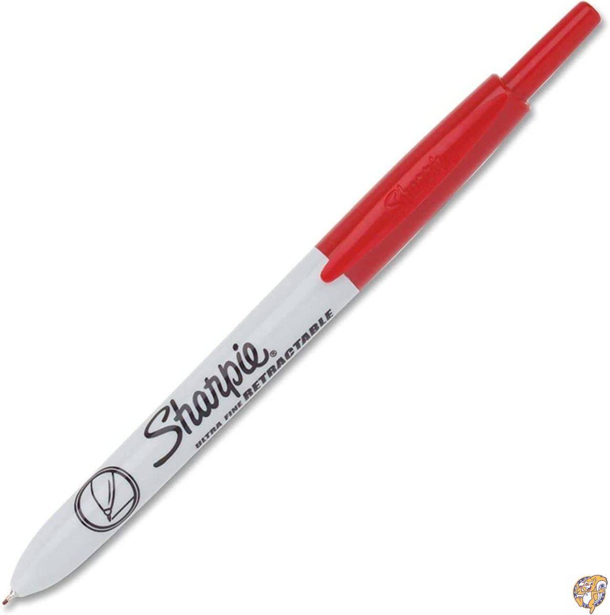 [V[s[]Sharpie Retractable Ultra Fine Point Permanent Marker, 12 Red