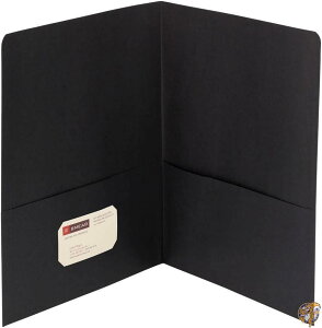 Two-Pocket Portfolio, Embossed Leather Grain Paper, Black, 25/Box (¹͢)