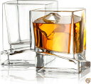 JoyJolt Carre Square Scotch Glasses, Old Fashioned Whiskey Glasses 300ml, Ultra Clear Glass for Bourbon and Liquor Set Of 2