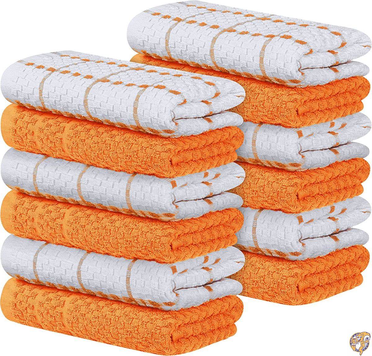 Utopia Towels キッチンタオル 12枚パック 15 x 25インチ 100%リングスパンコットン スーパーソフト 吸収性オレンジディッシュタオル