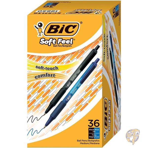 BIC ビック 文房具 格納式ボールペン ソフトフィール アソートカラー 36本 ブラックブルー ?SCSM361AST